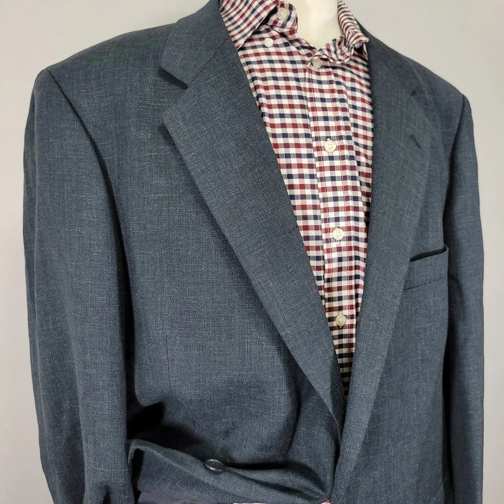 Travel Smith Men's Sport‎ Coat Blazer Two Button Blue Polyester Blend 46R